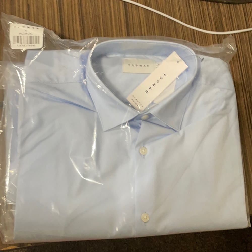 New Topman blue button down shirt